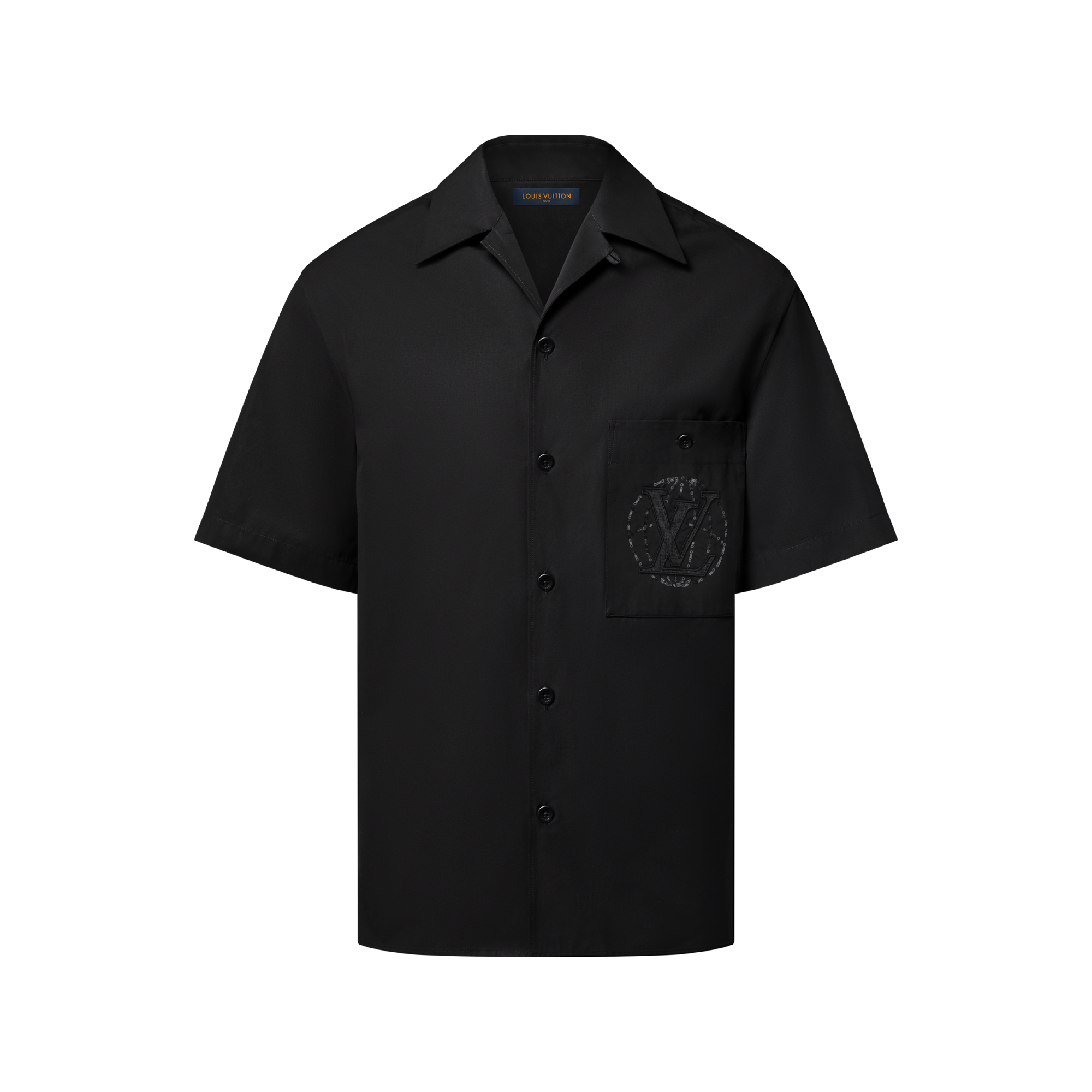 トップス Louis Vuitton shirt black Embroidered Short-Sleeved Cotton Shirt - Luxury Black | LOUIS VUITTON